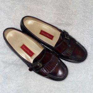 Cole Haan men's loafer pinch buckle tassel deep brown burgundy color size 9D